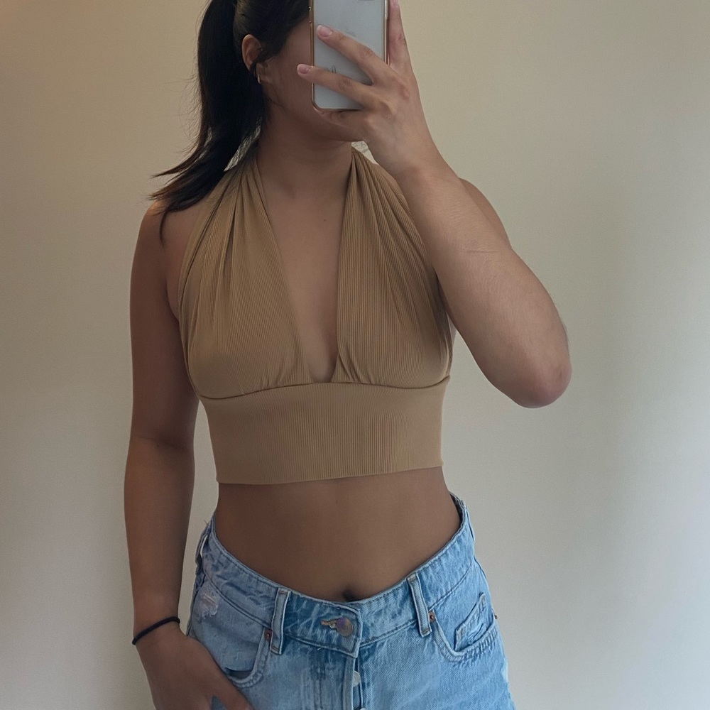 Tan tie up top